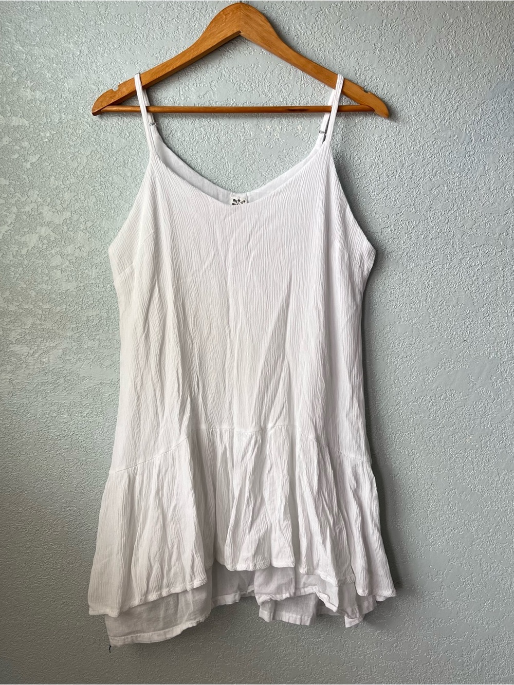 Polka Dots White Gauze Swing Dress 2XL 4XL Boho Layered Sleeveless
